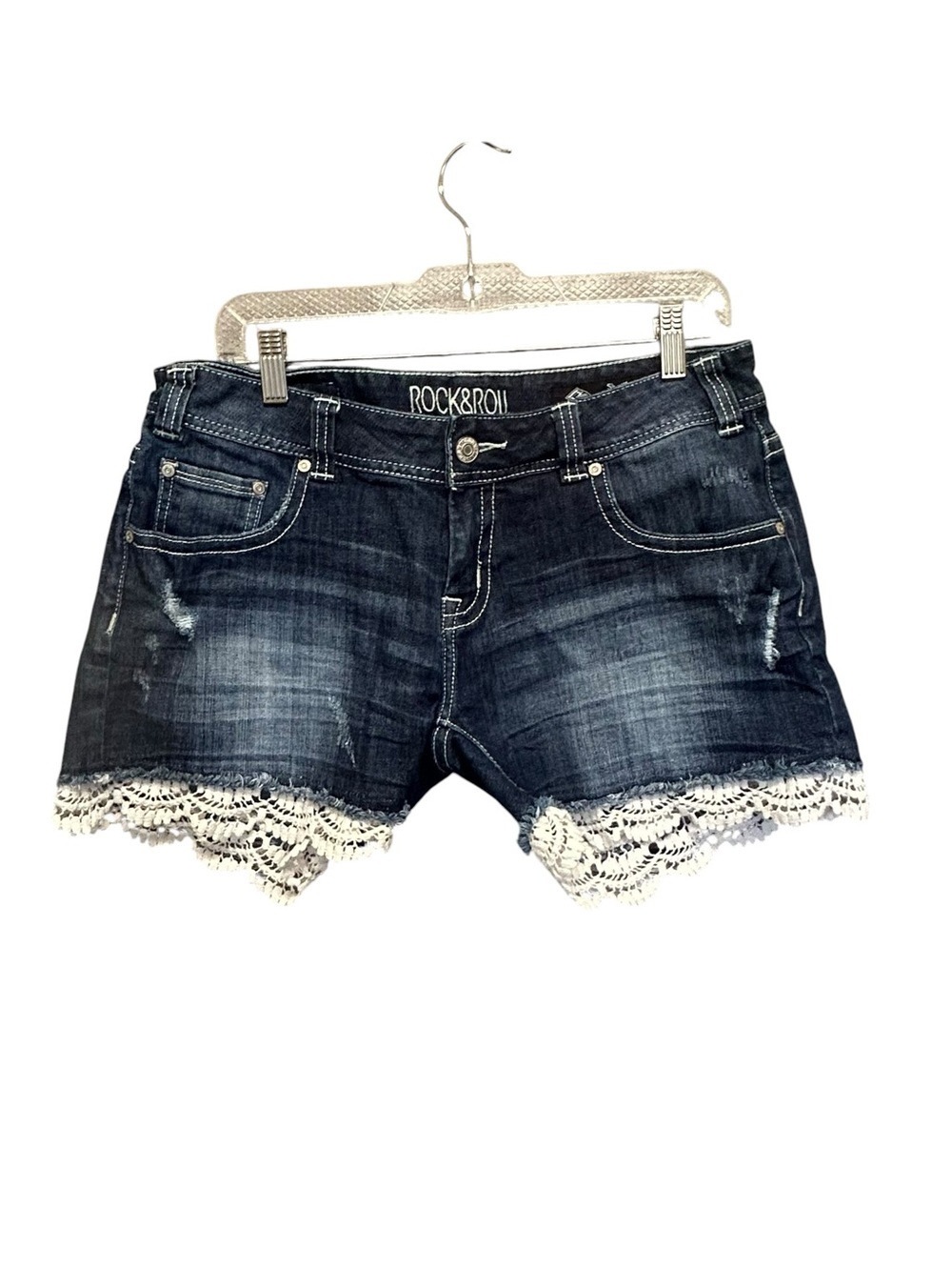 Rock & Roll Cowgirl Painted Cactus Distressed Denim Shorts 30